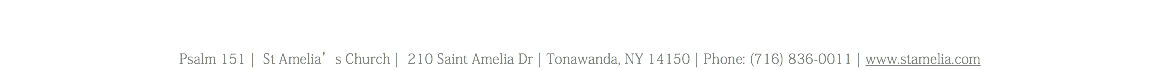  Psalm 151 | St Amelia’s Church | 210 Saint Amelia Dr | Tonawanda, NY 14150 | Phone: (716) 836-0011 | www.stamelia.com